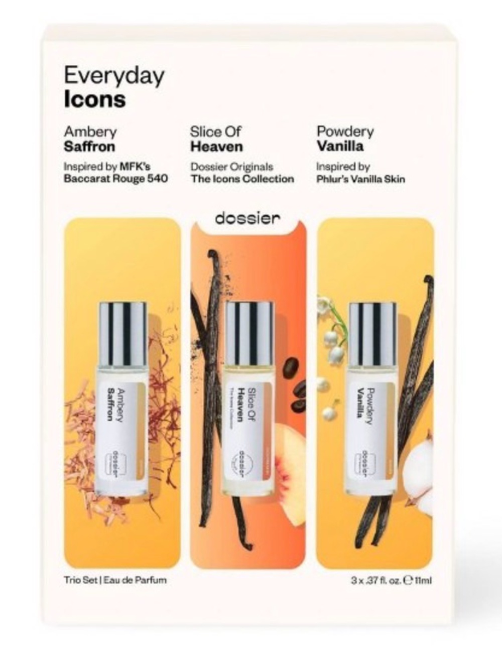 Dossier Everyday Icons Trio - Ambery Saffron, Slice of Heaven, Powdery Vanilla